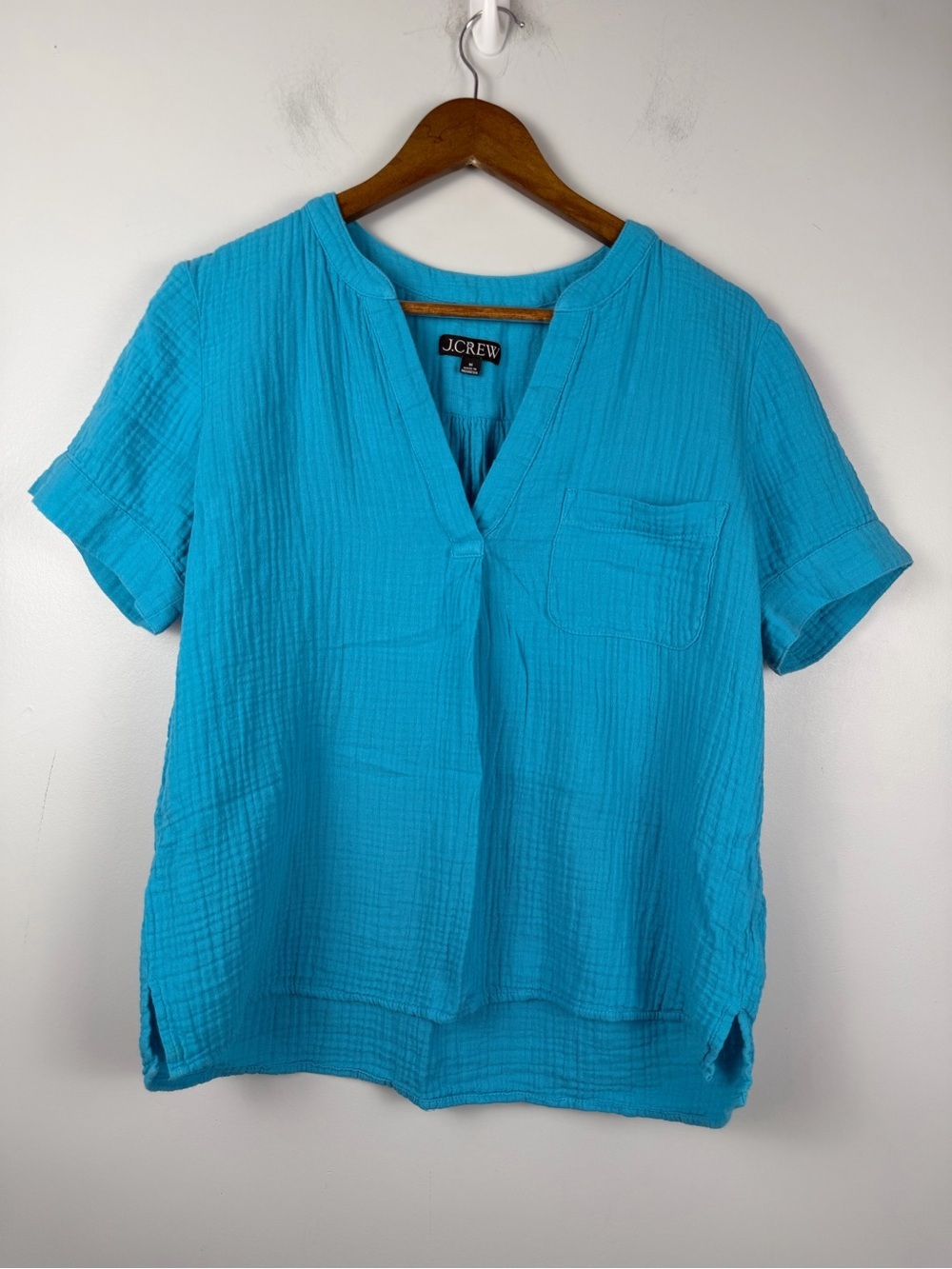 J. Crew blue gauze notch neck top size medium